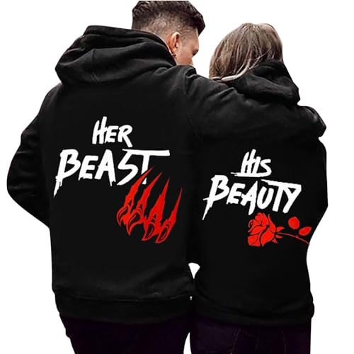 Zofedap Her Beast ＆ His Beauty Partner Pullover Hoodie Pärchen Kapuzenpullover für Herren und Damen Couple Liebe Sweatshirt Beide 8 von Zofedap