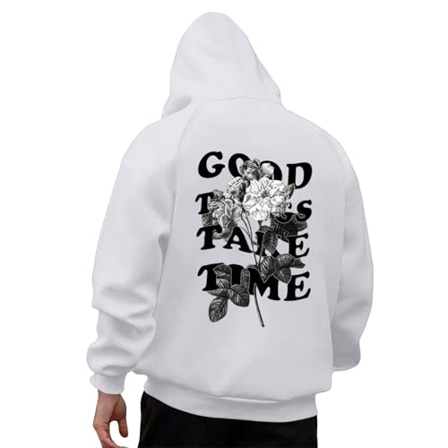 Zofedap Hoodie Herren Gefütterte mit Backprint Kapuzenpullover Männer Warme Fleecepullover Sweatshirt Streetwear Sweatjacke Langarm Y2K Kapuzenpulli Winterpullover Sweater von Zofedap