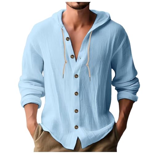 Zofedap Leinenhemd Herren mit Kapuze Sommer Hoodie Dünn Langarm Hawaii Hemd Männer Einfarbig Sommerhemd Lässig Freizeithemden Langarmshirt Linen Kapuzenhemd Zofedap Leinenhemd Herren mit Kapuze Sommer Hoodie Dünn Langarm Hawaii Hemd Männer Einfarbig Sommerhemd Lässig Freizeithemden Langarmshirt Linen Kapuzenhemd von Zofedap