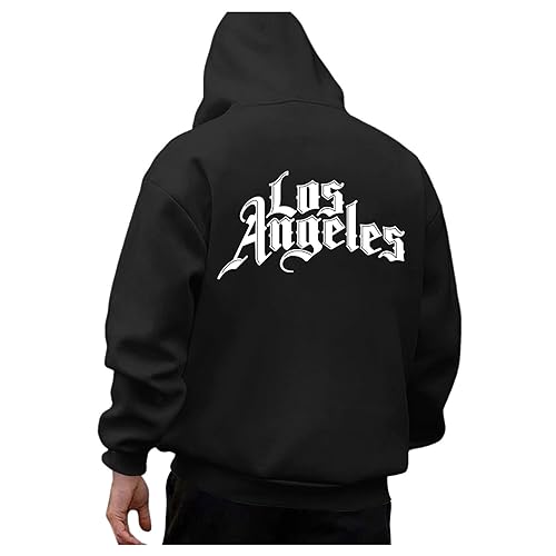 Zofedap Los-Angeles Kapuzenpullover Herren Hoodie Männer mit Backprint Kapuzenpulli Streetwear Sweatjacke Langarm Sweatshirt Frühling Herbst Winter von Zofedap