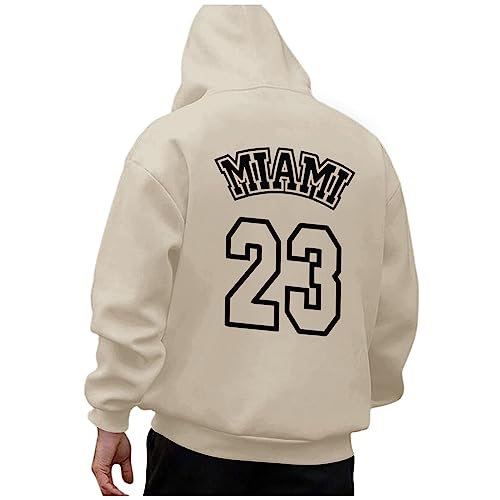 Zofedap Miami23 Kapuzenpullover Herren Hoodie Männer mit Backprint Sweatjacke Langarm Sweatshirt Kapuzenpulli Streetwear Frühling Herbst Winter von Zofedap