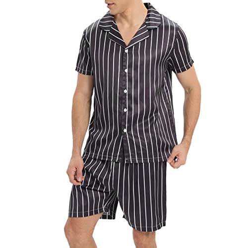 Zofedap Schlafanzug Herren Kurz Pyjama Set mit Kurzarm und Schlafshorts Sommerpyjamas Schlafanzüge Nachtwäsche Oberteile Hausanzug Pyjamahose Sleepwear Herren Anzug von Zofedap