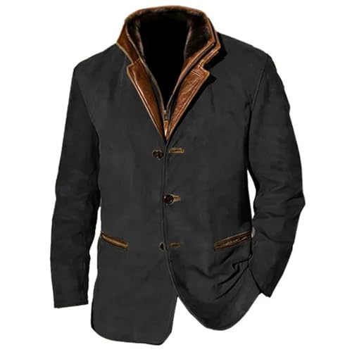 Zofedap Wildlederjacke Herren Vintage Piratenkostüm Wikinger 1950er Kleidung Mittelalter Kleidung Renaissance Kostüme Kunstlederjacke Gothic Retro Steampunk Faschingskostüme Karneval Kostüm von Zofedap