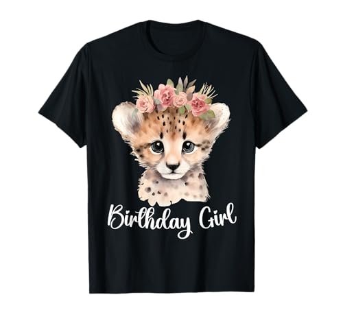 Baby Gepard Geburtstag Mädchen Blumen Zoo Tier Geburtstag Party T-Shirt von Zoo Animal Matching Birthday Girl Party Outfits