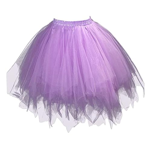 Zookey Damen Tüllrock 50er Tütü Rock Rockabilly Petticoat Tutu Karneval Kostüm Tüllrock Ballett Tanzkleid Unterrock für Frauen und Mädchen, Lila von Zookey