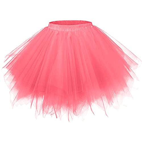 Zookey Damen Tüllrock Rosa Tütü Rock 50er Rockabilly Tutu Tüllrock Ballett Tanzkleid Lagen Petticoat Unterrock Festival Party Kostüm Rave Outfit von Zookey