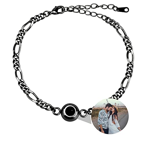 Benutzerdefinierte Foto Armbänder für Paare, personalisierte Bild Armbänder mit Fotos, Kreis Foto Armbänder Link Kette Foto Projektion Armbänder für Frauen Männer Jahrestage Geburtstag Weihnachten von Zopmopae