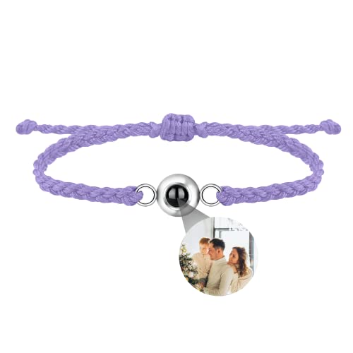 Benutzerdefinierte Foto Armband für Paare Personalisierte Foto Projektion Armband Einstellbare handgemachte geflochtene Seil Handgelenk Armreif Ich liebe dich Projektion Armband in 100 Sprachen von Zopmopae