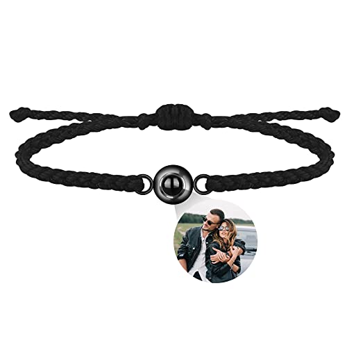 Benutzerdefinierte Foto Armband für Paare Personalisierte Foto Projektion Armband Einstellbare handgemachte geflochtene Seil Handgelenk Armreif Ich liebe dich Projektion Armband in 100 Sprachen von Zopmopae