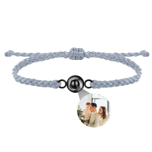 Benutzerdefinierte Foto Armband für Paare Personalisierte Foto Projektion Armband Einstellbare handgemachte geflochtene Seil Handgelenk Armreif Ich liebe dich Projektion Armband in 100 Sprachen von Zopmopae