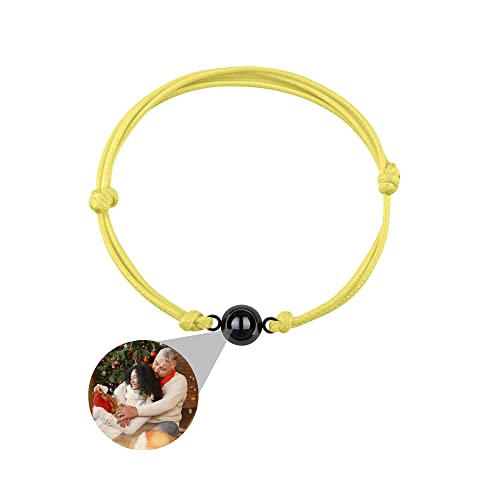 Zopmopae Benutzerdefinierte Foto-Armband mit Bild im Inneren personalisierte Kreis Foto Armband geflochtene Seil Foto Projektion Armband für Männer Frauen Paar besten Freund von Zopmopae