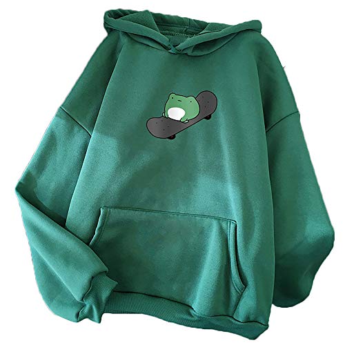 Kawaii Frosch Hoodie Frauen Skateboarding Frosch Kapuzenpullover Langarm Pullover Sweatshirt Tops mit Tasche für Mädchen Frauen von Zopmopae