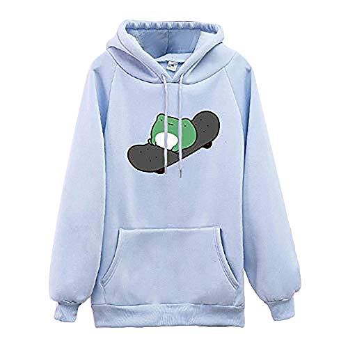 Kawaii Frosch Hoodie Frauen Skateboarding Frosch Kapuzenpullover Langarm Pullover Sweatshirt Tops mit Tasche für Mädchen Frauen von Zopmopae