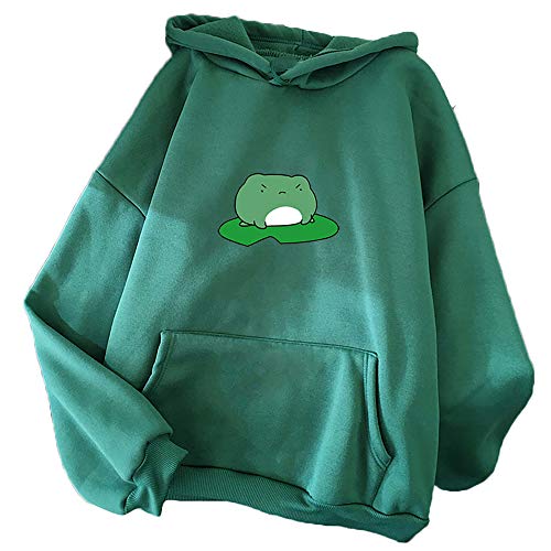 Kawaii Frosch Hoodie Frauen Skateboarding Frosch Kapuzenpullover Langarm Pullover Sweatshirt Tops mit Tasche für Mädchen Frauen von Zopmopae