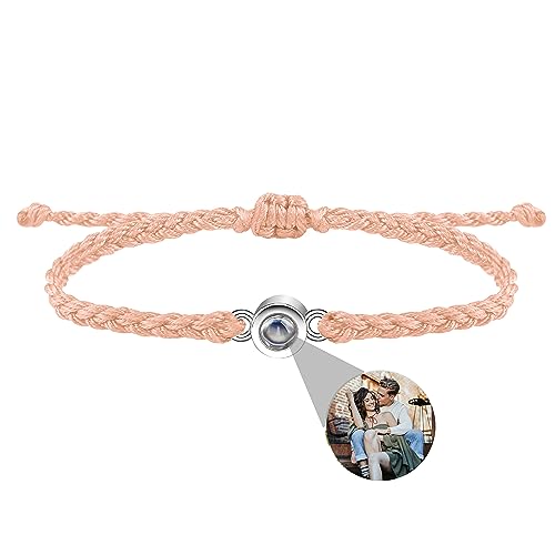 Zopmopae Personalisiertes Foto-Armband für Frauen Männer Personalisiertes Foto-Projektions-Armband Verstellbares handgefertigtes geflochtenes Seil-Kreis-Foto-Armband für ihn ihre Paare von Zopmopae