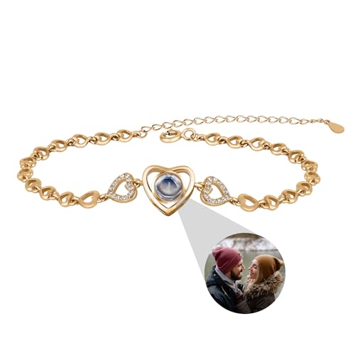 Benutzerdefinierte Foto-Armband mit Bild im Inneren personalisierte Foto Projektion Armband Ich liebe dich Armband Liebe Herz Charme Armband für Frauen Muttertag Weihnachten Schmuck Geschenk von ZqlDDayUP