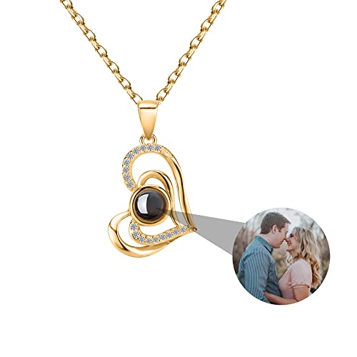 Benutzerdefinierte Foto Projektion Halskette mit Bild innen 925 Sterling Silber Liebe Herz Anhänger Halsketten für Frauen, Herz-Halsketten personalisierte Muttertag Schmuck Geschenke für Frauen von ZqlDDayUP