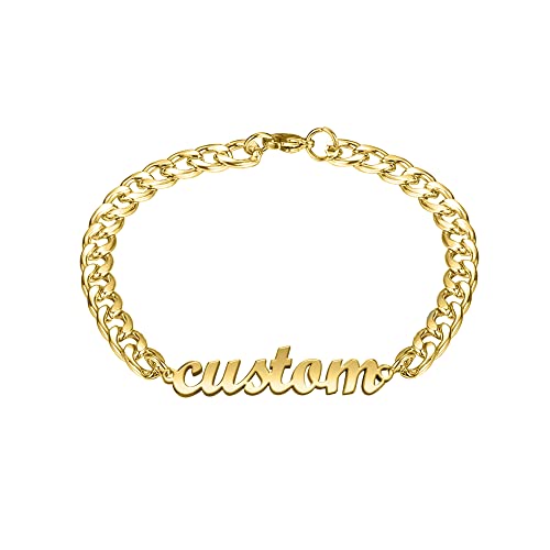 Personalisiertes Namensarmband oder Fußkettchen für Frauen Custom Cuban Chain Namensarmband Edelstahl Herren Cuban Link Armband Cuban Chain Armband Personalisierte Schmuck Geschenk für Männer von ZqlDDayUP