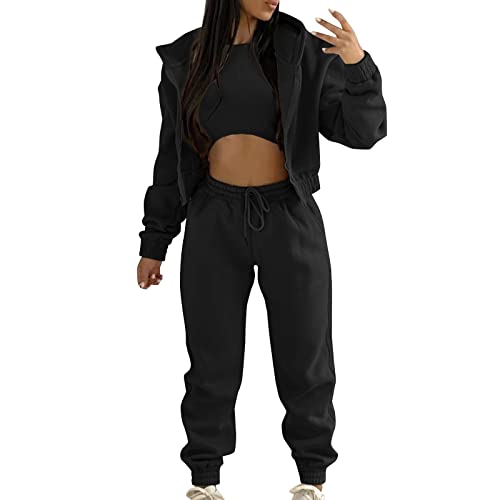 Damen Jogginganzug Traingsanzug Sportanzug Weicher Pullover Anzug 2 Stück Set Hoodie Langarm Sweatshirt 2 Teilig Sport Bekleidungs Freizeitanzug Lange Ärmel Top + Hose Sportanzug Hosenanzug Damen von Zshosam