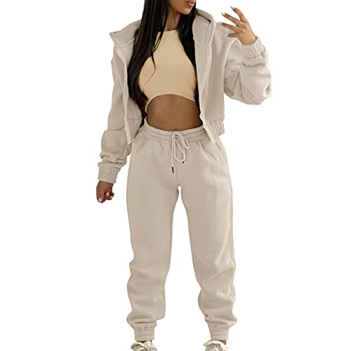 Damen Jogginganzug Traingsanzug Sportanzug Weicher Pullover Anzug 2 Stück Set Hoodie Langarm Sweatshirt 2 Teilig Sport Bekleidungs Freizeitanzug Lange Ärmel Top + Hose Sportanzug Hosenanzug Damen von Zshosam