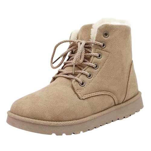 Schneestiefel Damen Wasserdicht, Damen Stiefel Outdoor Ankle Boots Schneestiefel Warme Boots Winter Stiefeletten Schuhe Damenschuhe Arbeitsschuhe Winterboots Stiefel für Damen (Damen02-Beige, 37) von Zshosam