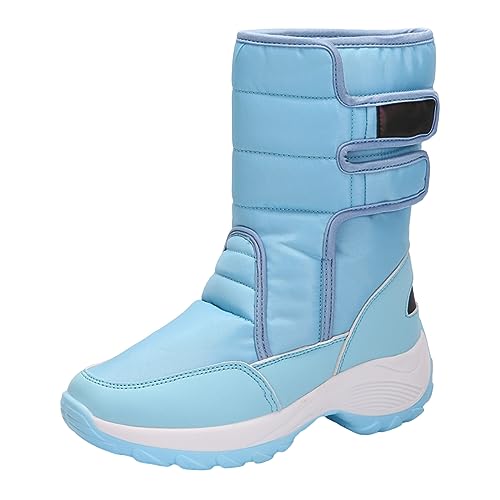 Schneestiefel Damen Wasserdicht, Stiefel für Damen mit Zipper Schneestiefel Warme Boots Winter Stiefeletten Damenschuhe Arbeitsschuhe Winterboots Damen Stiefel Outdoor (Stiefel Damen 01-Blue, 37) von Zshosam