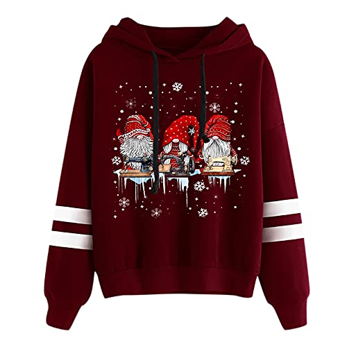 Weihnachtspullover Damen Lustig Sweatshirt Rentiermuster Weihnachtspullover Familie Set Weihnachten Pullover Strickpullover Unisex Christmas Teenager Mädchen Christmas Sweatshirt Pulli (B03-Wine, M) von Zshosam