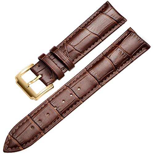 Kalbsleder Uhrenarmband 18mm 19mm 20mm 21mm 22mm 24mm Damen Herren Armband Uhrenarmband Zubehör Armband, Golden Brown, 24 mm von ZssmGood