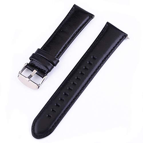 Lederarmband 18mm 20mm 22mm 24mm für Männer Frauen Uhr Schnellverschluss Armband Band Strap, Schwarz, 22mm von ZssmGood