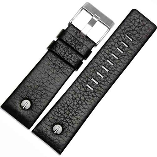 Lederarmband Mit Niet Uhrenarmband Gürtel Armband Männer Frauen Uhr Ersatz, Schwarz Silber Schnalle, 30mm von ZssmGood