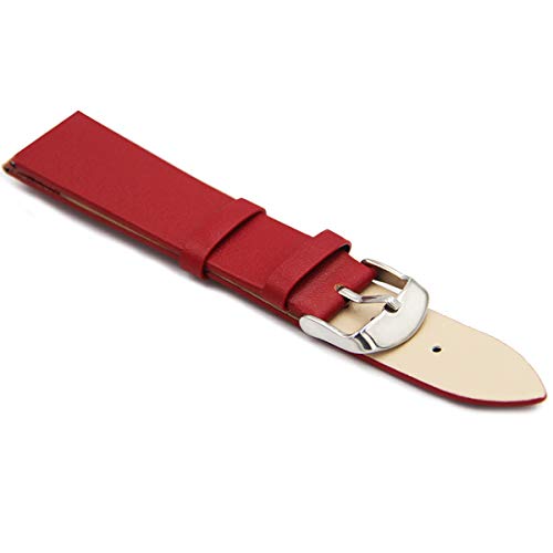 Uhrenarmbänder Lederarmbänder 12mm 14mm 16mm 18mm 20mm 22mm Uhrenzubehör Damen Herren Brown Black Belt Band, Rot, 18mm von ZssmGood