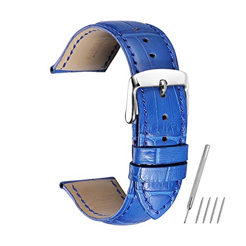 Uhrenarmbänder Uhrenarmbänder Cow Leather Strap Uhrenarmband 14 16 18 19 20 21 22 24 mm Uhrenarmband, Blau, 22 mm von ZssmGood