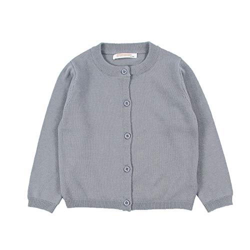 ZumZup Kinder Strickjacke für Mädchen Jungen Basic Cardigan Übergangsjacke Kurz Stricken Jacke A Grau 3 Jahre Alt(für ca. 100cm) von ZumZup