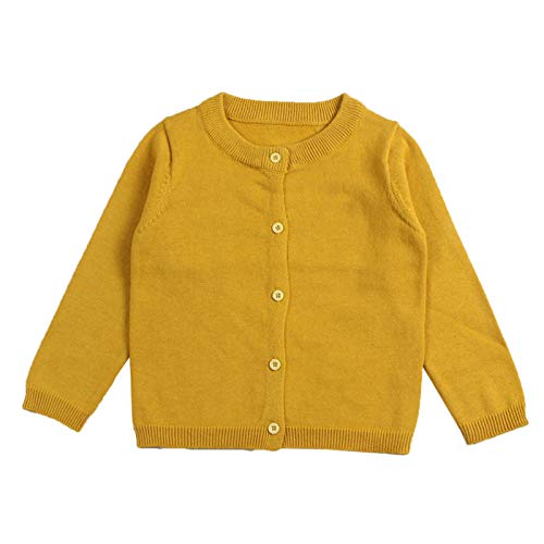 ZumZup Kinder Strickjacke für Mädchen Jungen Basic Cardigan Übergangsjacke Kurz Stricken Jacke Dunkel Gelb 4 Jahre Alt(für ca. 110cm) von ZumZup