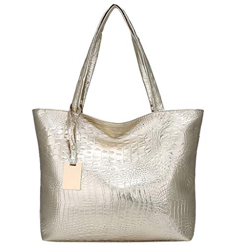 Handtasche Damen Shopper Groß Damen Tasche für Büro Einkauf Kapazität Schulter Frauen große Mode Tote solide Taschen Handtasche Weste (Gold, One Size) von Zuoyue