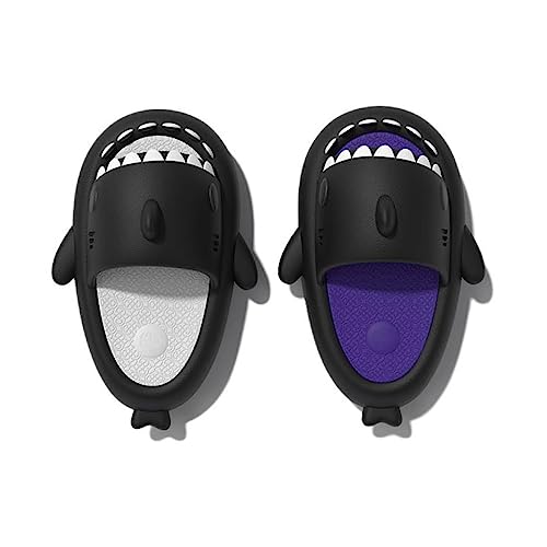 Shark Slides Original, Unisex Sharky Chanclas, Cloud Shark Home Spa Hausschuhe Sandalen (White Purple, adult, women, numeric_46, numeric_range, eu_footwear_size_system, numeric_47, medium) von Zureto