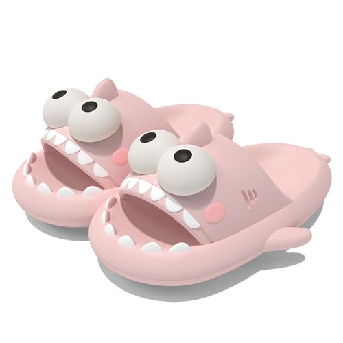 Zureto Big Eye Shark Slides, Original süße lustige 3D Big Eye Shark Cartoon Tier Hausschuhe Sandalen (Peach Pink, Erwachsene, Damen, 36, Numerisch (von/bis), EU Schuhgrößensystem, 37, M) von Zureto