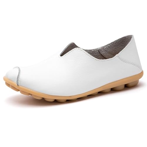 Zureto OrthoBounce orthopädische Schuhe Damen Loafers Atmungsaktive Leder Atmungsaktive Freizeitschuhe (White, Erwachsene, Damen, 35, Numerisch, EU Schuhgrößensystem, M) von Zureto