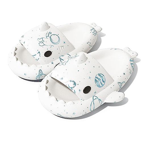 Zureto Shark Slides Original, Unisex Sharky Chanclas, Cloud Shark Home Spa Hausschuhe Sandalen (Starry Sky White, adult, women, numeric_38, numeric_range, eu_footwear_size_system, numeric_39, medium) von Zureto