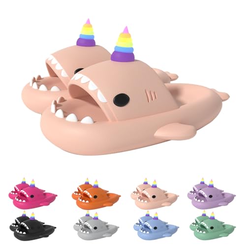 Zureto Unicorn Shark Slides, 2024 New Shark Slippers Glow in The Dark, Super Soft EVA Material Comfortable Sandals (Pink, Erwachsene, Damen, 36, Numerisch (von/bis), EU Schuhgrößensystem, 37, M) von Zureto