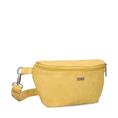 Damen Hip Bag Mademoiselle MH4 Bauchtasche 25 cm 1 Liter aus hochwertigem Kunstleder, Crossbody Bag wasserabweisend, 3-in-1 Bequeme Brusttasche, Gürteltasche & Hüfttasche (Lemon) von Zwei