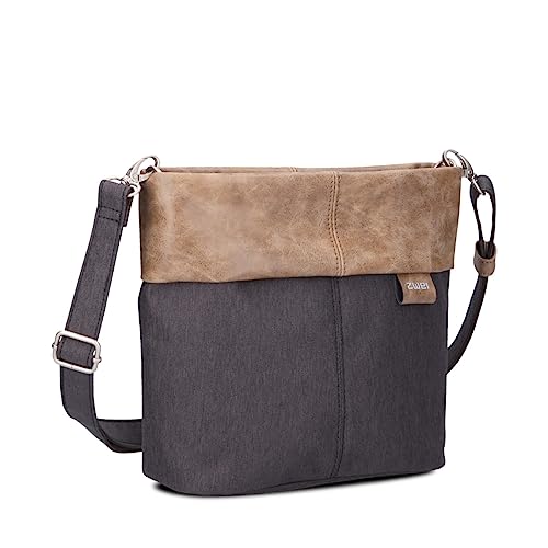 Zwei Damen Handtasche Olli OT8 Umhängetasche 3 Liter klassische Crossbody Bag wasserabweisend robust strapazierfähig Bicolor Design Schultertasche inkl. 2 Schultergurte kurz & lang (night) von Zwei