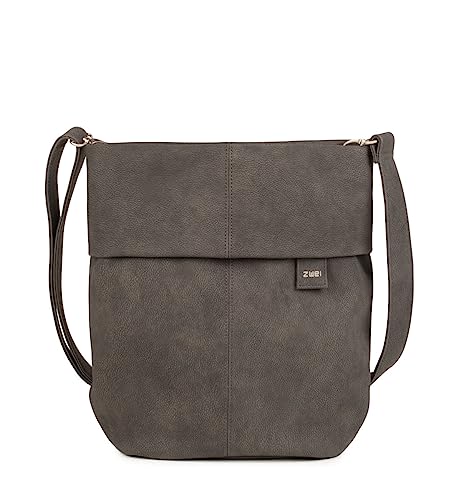 Zwei Damen Handtasche Mademoiselle M12 Umhängetasche 7 Liter klassische Crossbody Bag aus hochwertigem Kunstleder, DIN-A4 passend (nubuk-stone) von Zwei