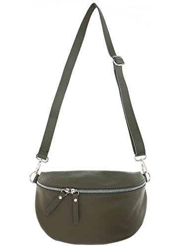 Zwillingsherz Bauchtasche mit Reißverschluss aus 100% Echtleder - Hochwertige Schultertasche zum Umhängen für Damen Frauen Mädchen – Crossbag groß und elegant - Umhängetasche Handtasche Bag von Zwillingsherz