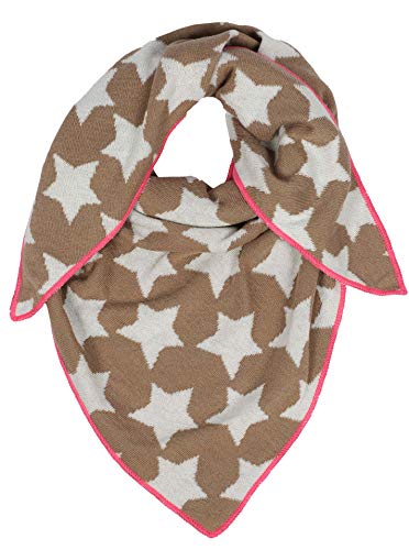 Zwillingsherz Dreieckstuch Stola Schal mit Baumwolle für Kids Mädchen Jungen Kinder - Hochwertiges Baumwoll Halstuch mit Stern-Print - Perfekt für Sommer Herbst Winter - beige/pink von Zwillingsherz