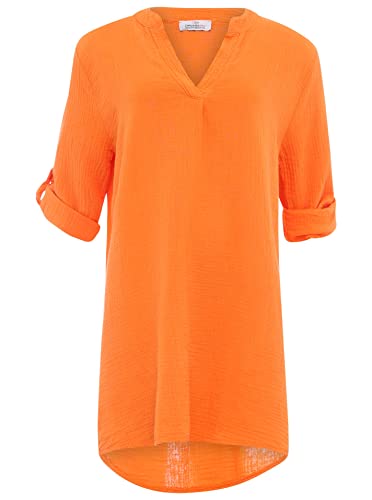 Zwillingsherz Musselin Longbluse aus 100% Baumwolle mit V-Ausschnitt – Hochwertige Tunika für Damen Frauen Mädchen - Sommerbluse Freizeitkleid Strandkleid - Locker luftig perfekt für Frühling Sommer von Zwillingsherz