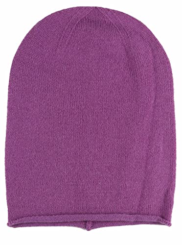 Zwillingsherz Slouch-Beanie-Mütze aus 100% Kaschmir - Hochwertige Strickmütze für Damen Mädchen Jungen - Hat - Unisex - One Size - warm und weich im Sommer Herbst und Winter - lila von Zwillingsherz