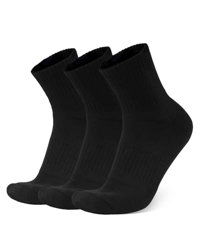 Zylioo 3er Pack Quarter Sportsocken 43-46,Trainningssocken Für großen Fuß,Cushioned Tennissocken von Zylioo