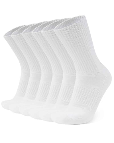 Zylioo 6er Pack Crew Sportsocken Für großen Fuß,Sneaker Socken 38-42,Cushioned Crew Handtuchboden Trainningssocken von Zylioo