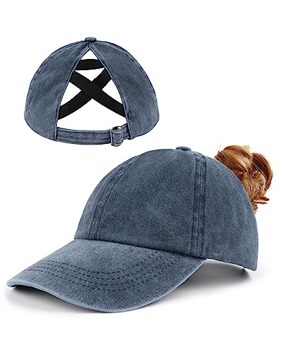 Zylioo Klein Pferdeschwanz Basecap Größe 55,Washed Ponytail Kappe Größe XS-S,Criss Cross Golf Cap Kleine Kopf von Zylioo